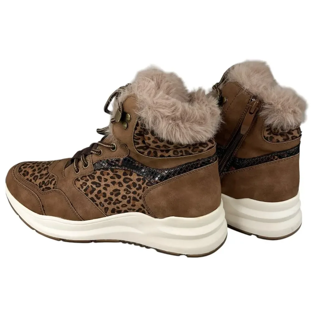 Patrizia by Spring Step Sneaker Booties Lace Up 39 Animal Print Side Zip 8.5